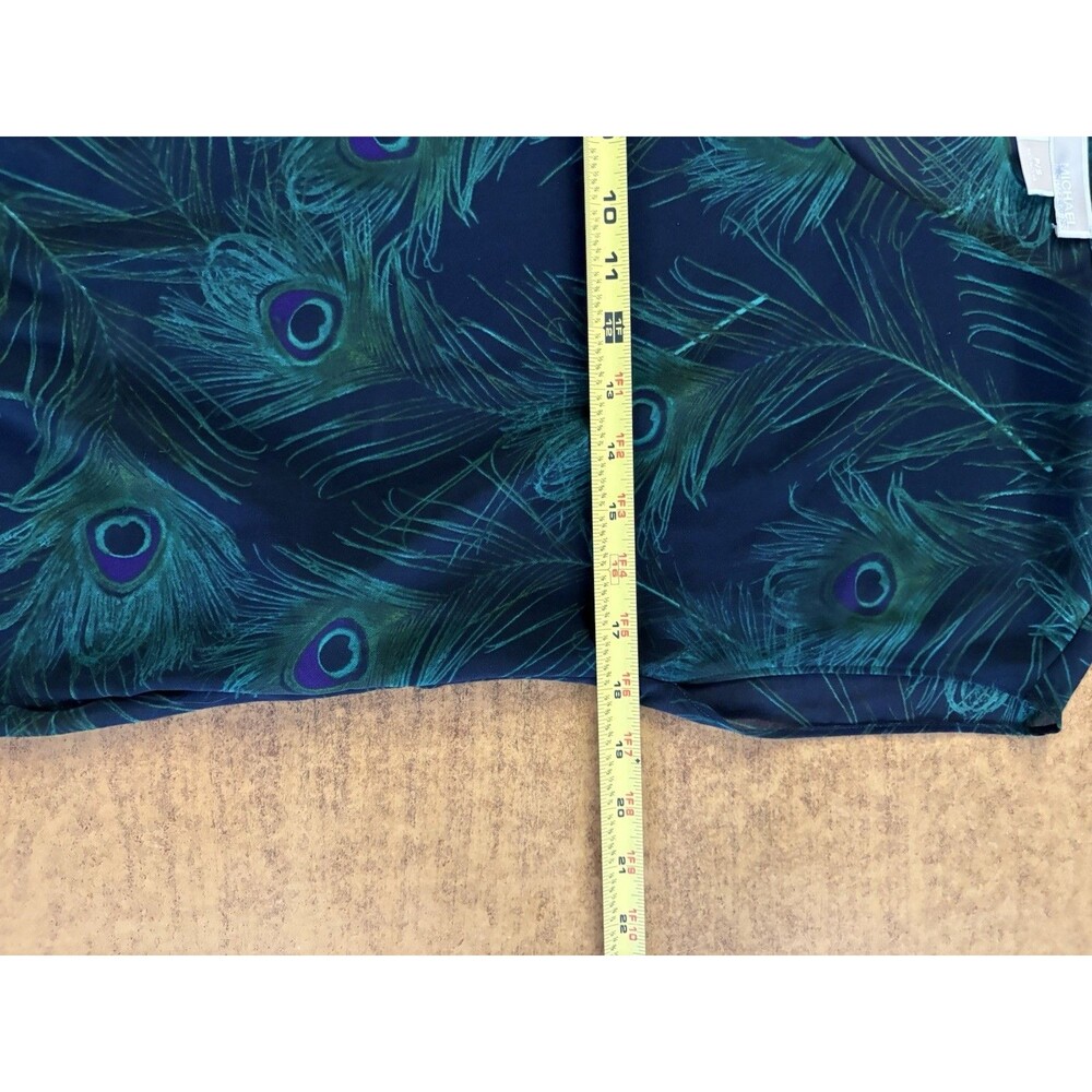 Michael Kors Women's Blouse Peacock‎ Print, Navy Green, Plus Size Small S - Picture 6 of 7